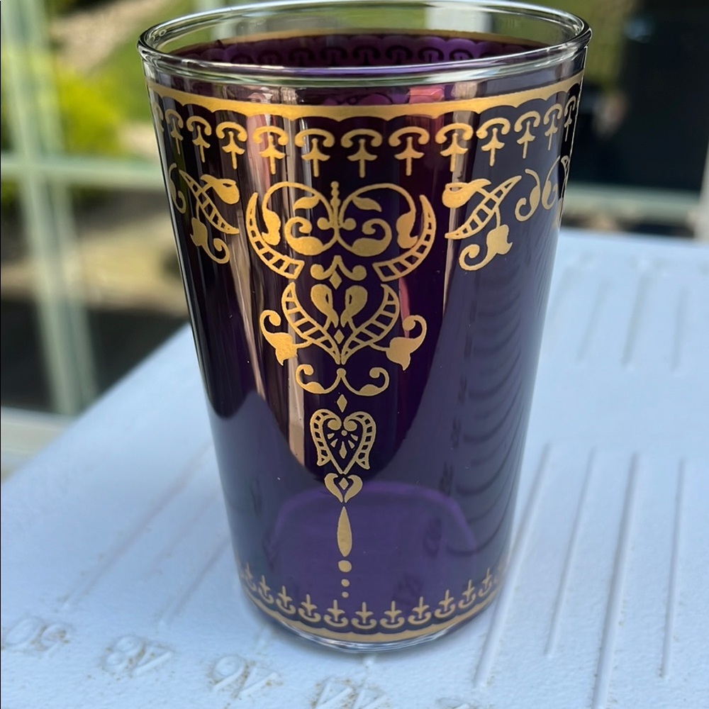 Purple and Gold Decorative Glass moroccan tea cups